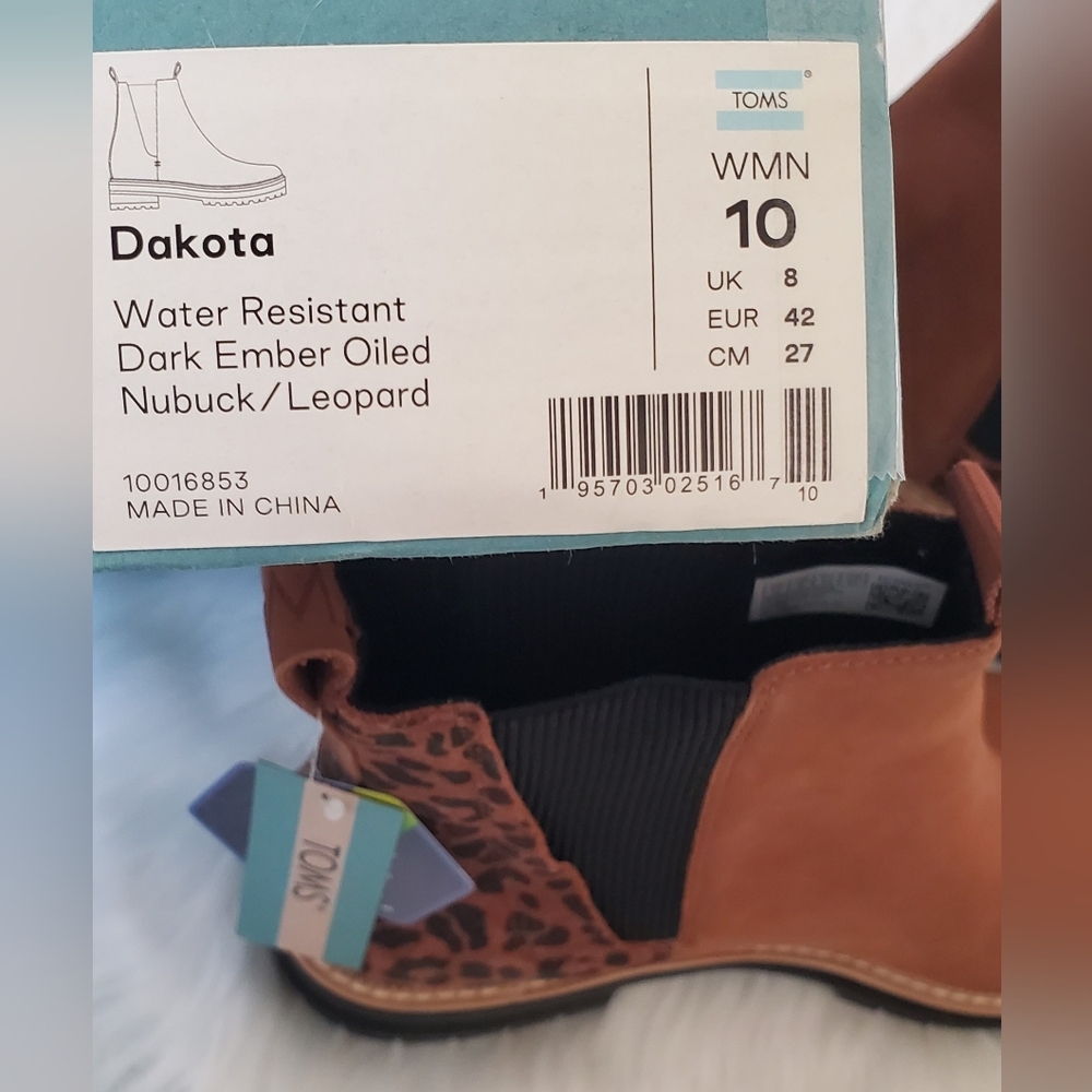 Toms Dakota Leather Leopard Dark Ember Oiled Chelsea Womens Ankle Boots Size 10 - Picture 7 of 12